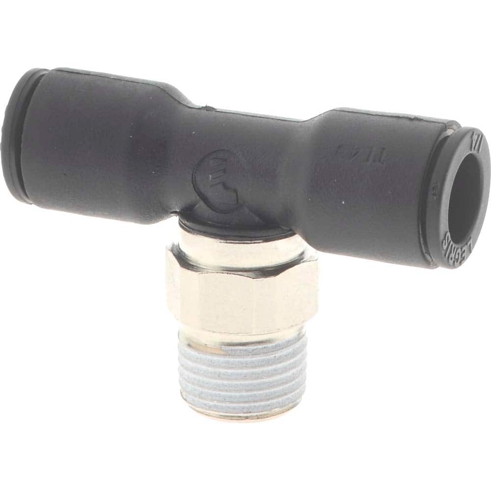 Branch Tee Legris 3108 56 13 Nylon & Nickel-Plated Brass Push-to-Connect Fitting 1/4 Tube OD x 1/4 BSPT Male 1/4 Tube OD x 1/4 BSPT Male Parker Legris 
