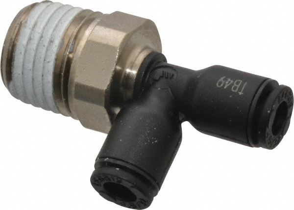 Push-To-Connect Tube Fitting: Male Run Tee, 1/4" Thread, 5/32" OD