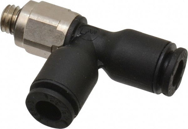 Push-To-Connect Tube Fitting: Male Run Tee, #10-32 Thread, 5/32" OD