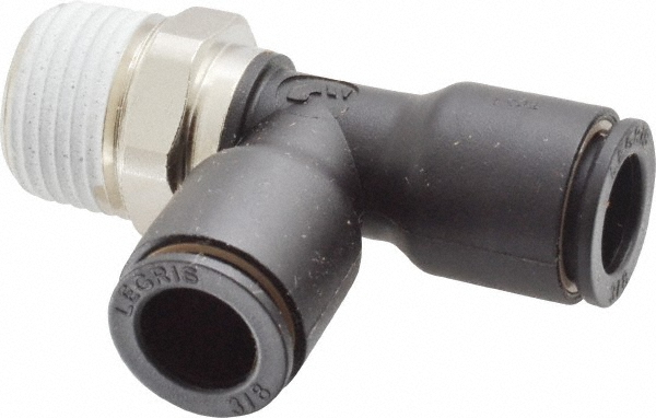 Push-To-Connect Tube Fitting: Male Run Tee, 3/8" Thread, 3/8" OD