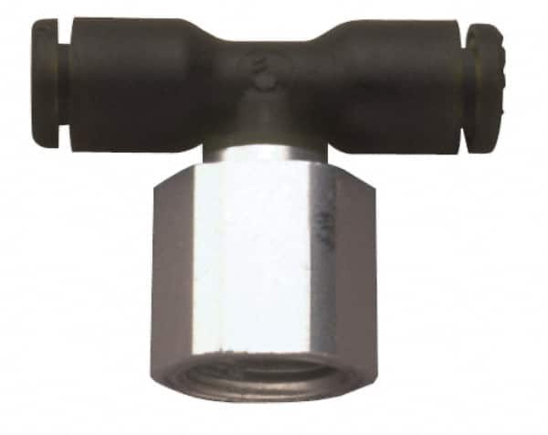 Push-To-Connect Tube Fitting: Female Branch Tee, 1/8" Thread, 1/8" OD