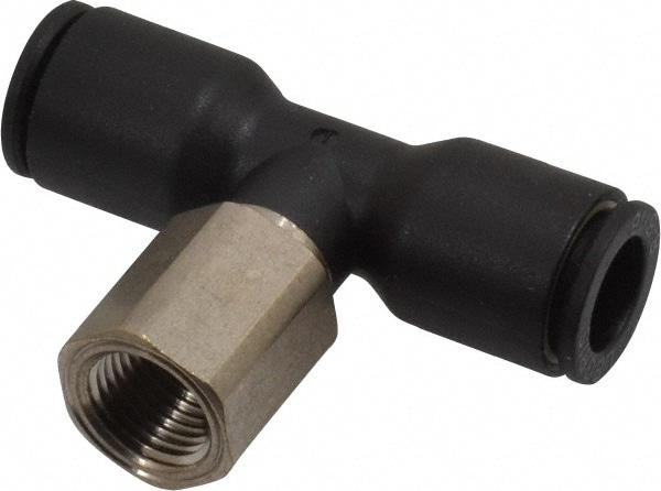 Push-To-Connect Tube Fitting: Female Branch Tee, 1/8" Thread, 5/16" OD