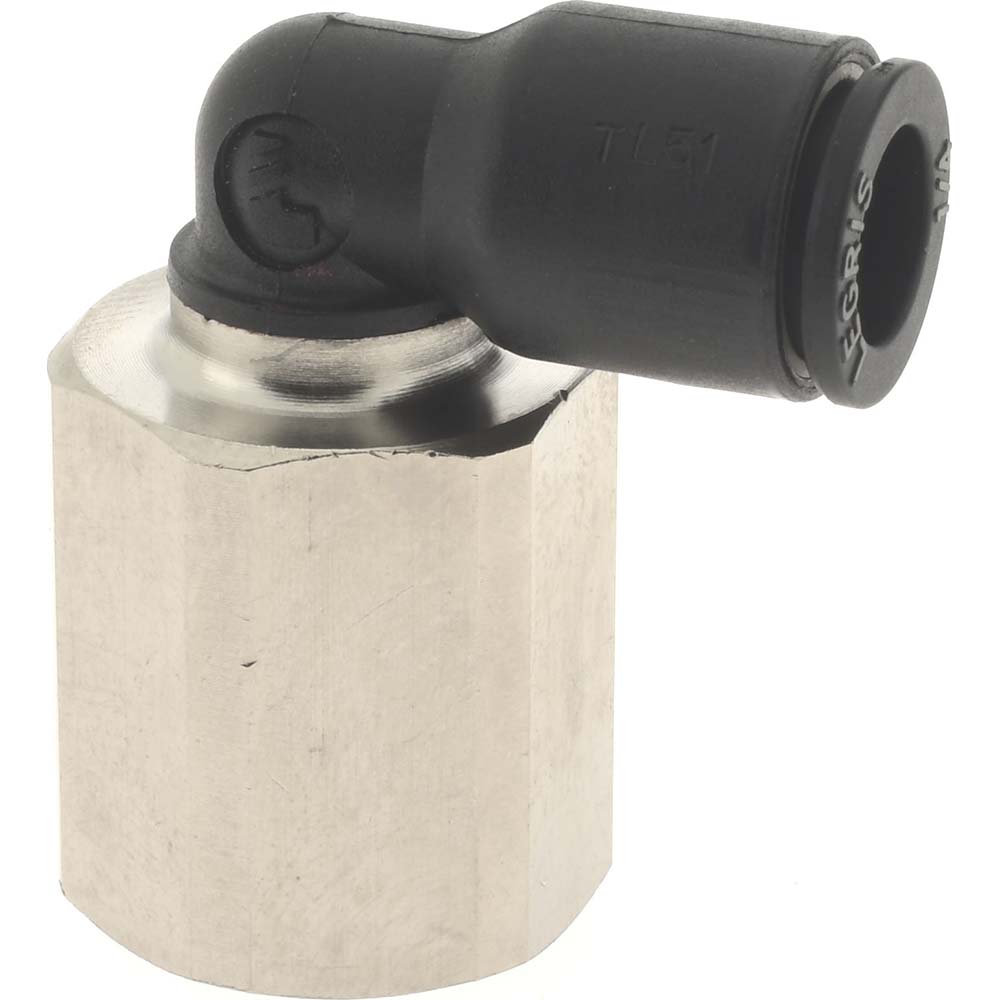 Push-To-Connect Tube Fitting: Female Elbow, 1/4" Thread, 1/4" OD