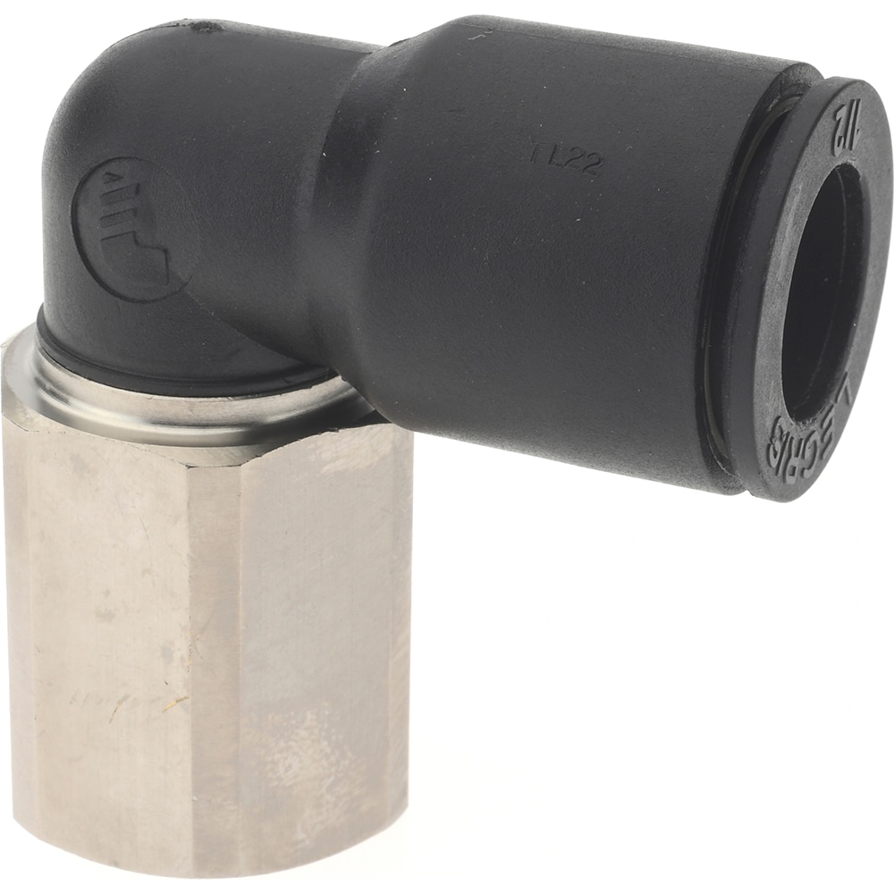 Push-To-Connect Tube Fitting: Female Elbow, 3/8" Thread, 1/2" OD