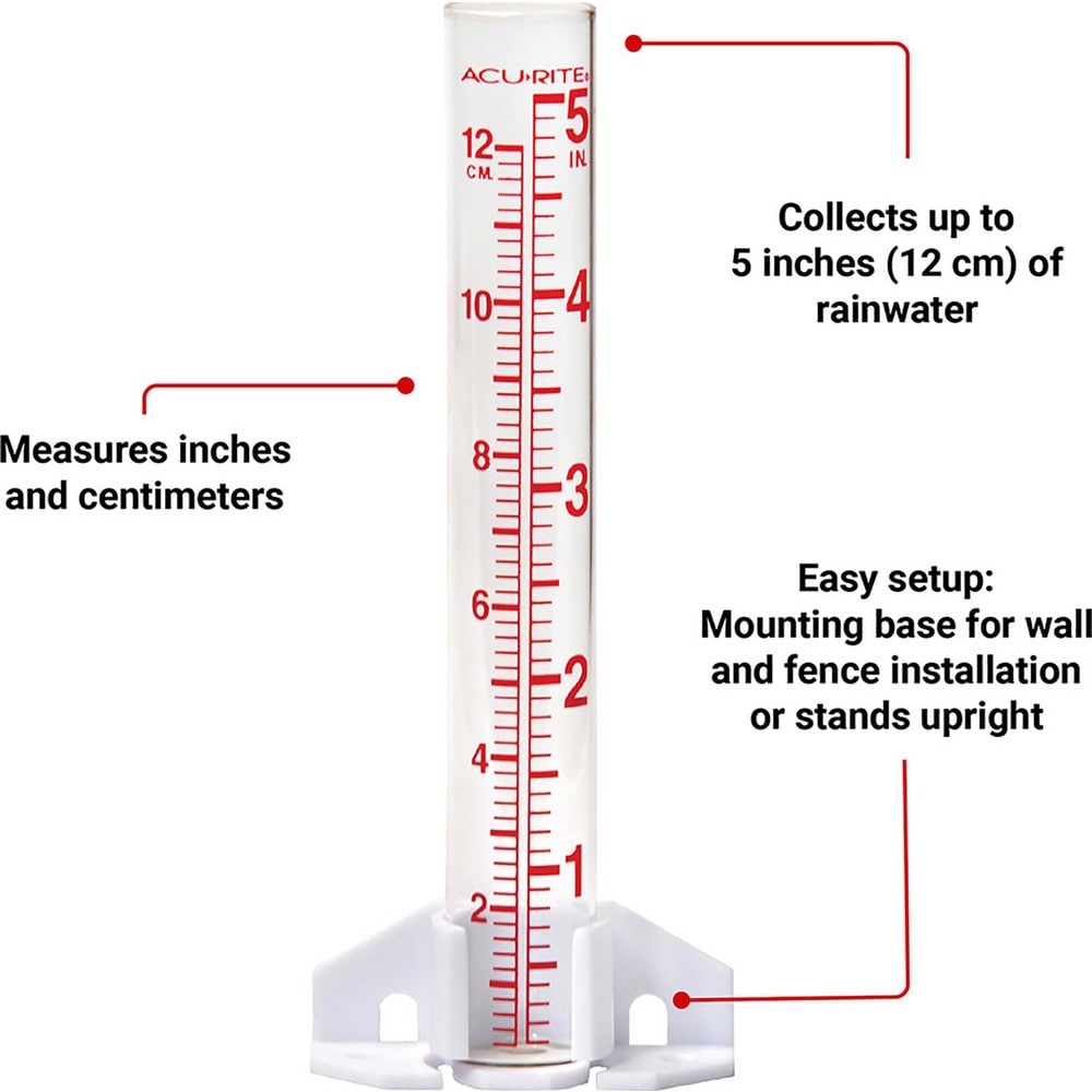 AcuRite Rain Gauges; Thermometer No; Magnifying No MSC Industrial