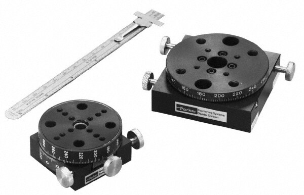 Rotary Positioning Stages; Style: Tangent Arm Drive Stage ; Thread Size: M3 ; Base Length: 66.5000 (mm); Stage Thru Hole Diameter: 12.70 (mm); Verneir Readout: Yes