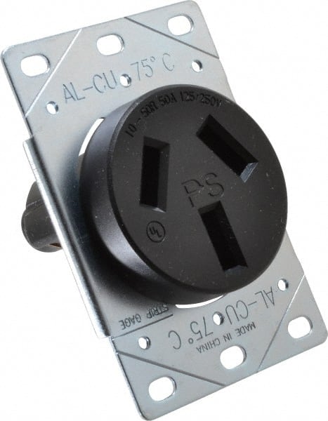 Pass & Seymour 3890 Straight Blade Single Receptacle: NEMA 10-50R, 50 Amps, Ungrounded 