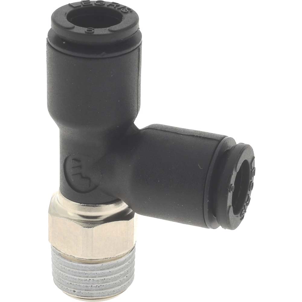 Push-To-Connect Tube Fitting: Male Run Tee, 1/8" Thread