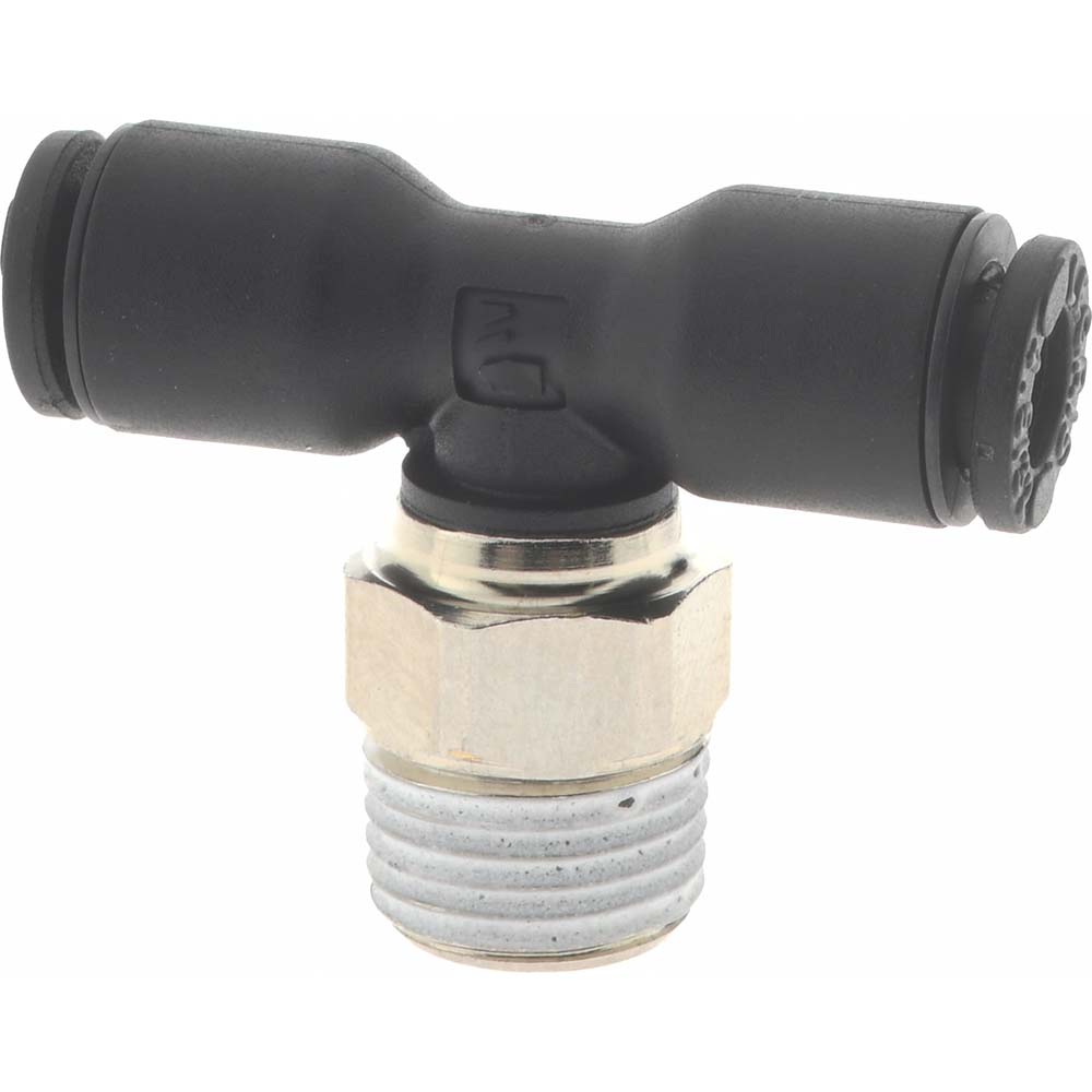Push-To-Connect Tube to Male BSPT Tube Fitting: Male Branch Tee, 1/8" Thread, 5/32" OD