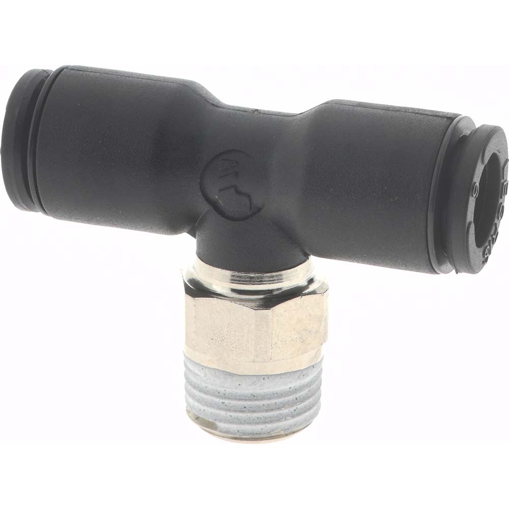 Push-To-Connect Tube to Male BSPT Tube Fitting: Male Branch Tee, 1/8" Thread