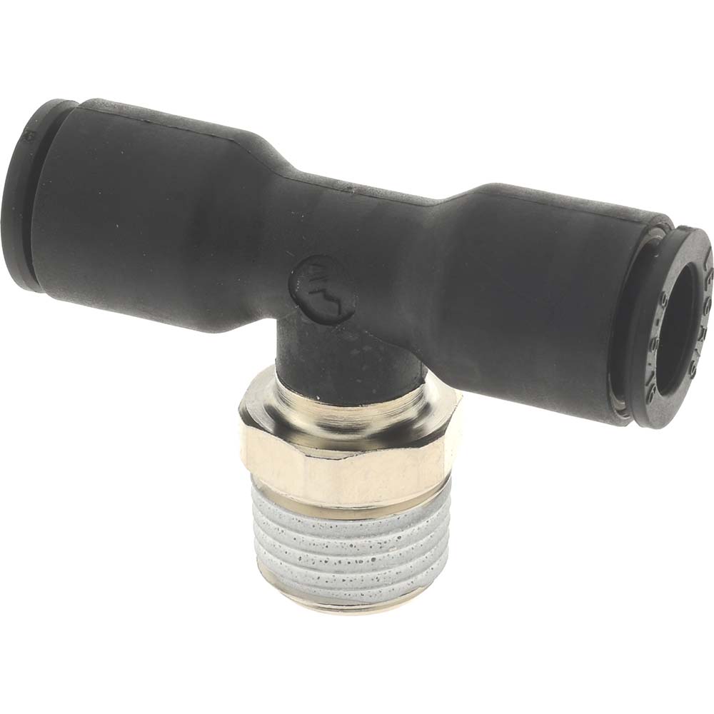 Push-To-Connect Tube to Male BSPT Tube Fitting: Male Branch Tee, 1/4" Thread, 5/16" OD