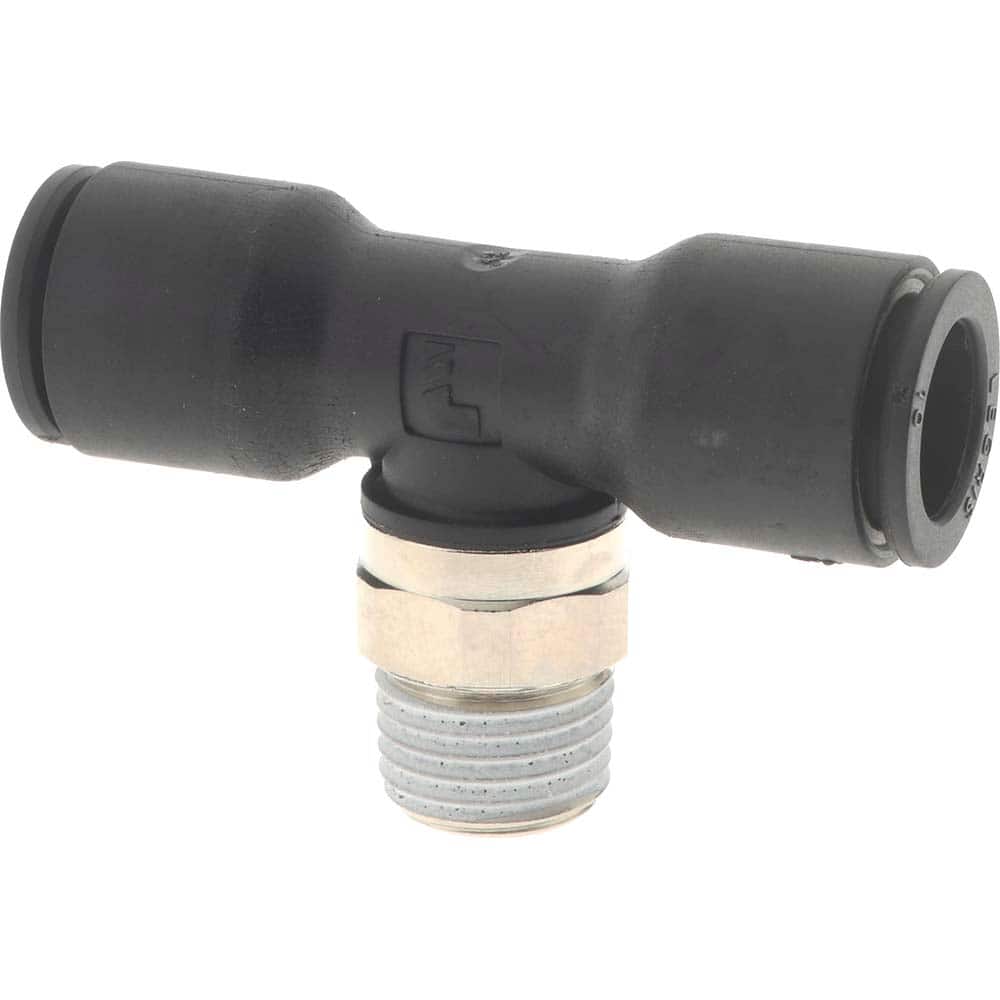 Legris 3108 10 13 Push-To-Connect Tube to Male BSPT Tube Fitting: Male Branch Tee, 1/4" Thread 