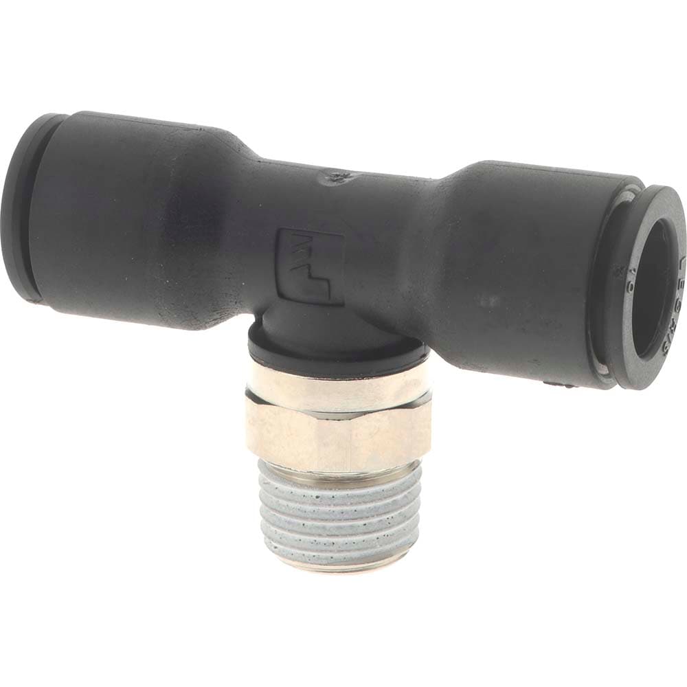 Legris 3108 10 13 Push-To-Connect Tube to Male BSPT Tube Fitting: Male Branch Tee, 1/4" Thread Image