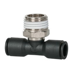 Legris 3108 10 21 Push-To-Connect Tube to Male BSPT Tube Fitting: Male Branch Tee, 1/2" Thread Image