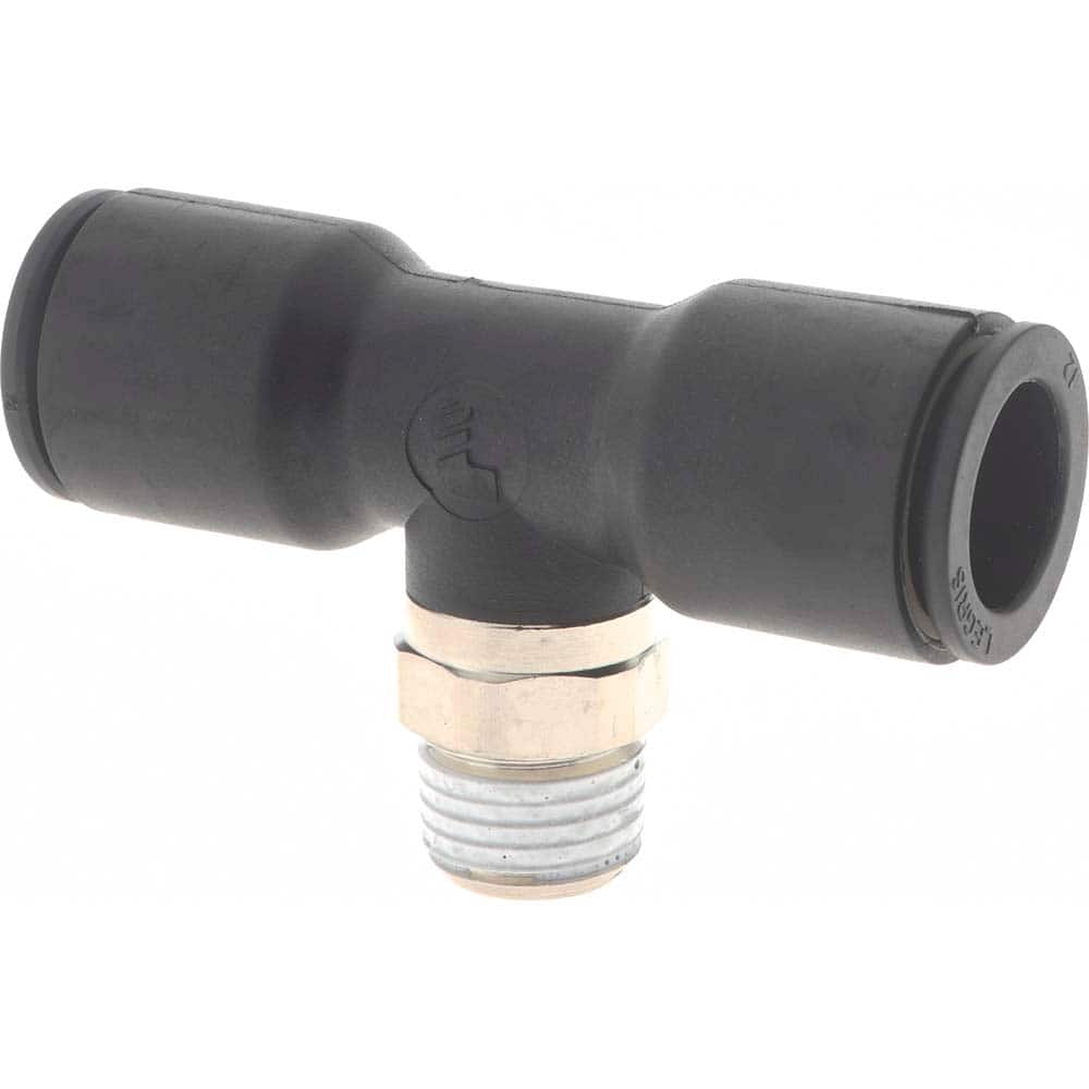 Legris 3108 12 13 Push-To-Connect Tube to Male BSPT Tube Fitting: Male Branch Tee, 1/4" Thread 