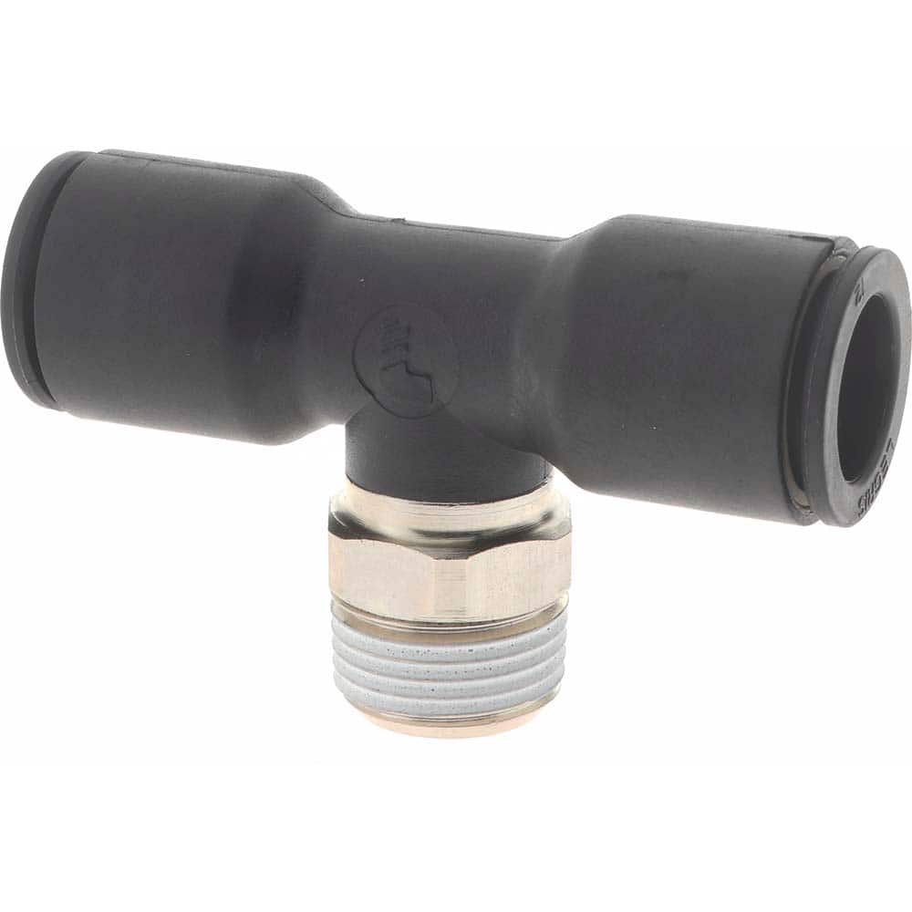 Legris 3108 12 17 Push-To-Connect Tube to Male BSPT Tube Fitting: Male Branch Tee, 3/8" Thread 