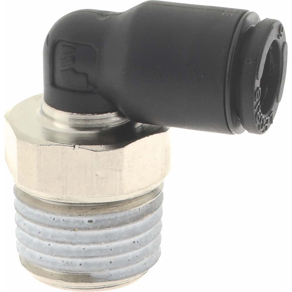 Push-To-Connect Tube to Male BSPT Tube Fitting: Male Elbow, 1/4" Thread