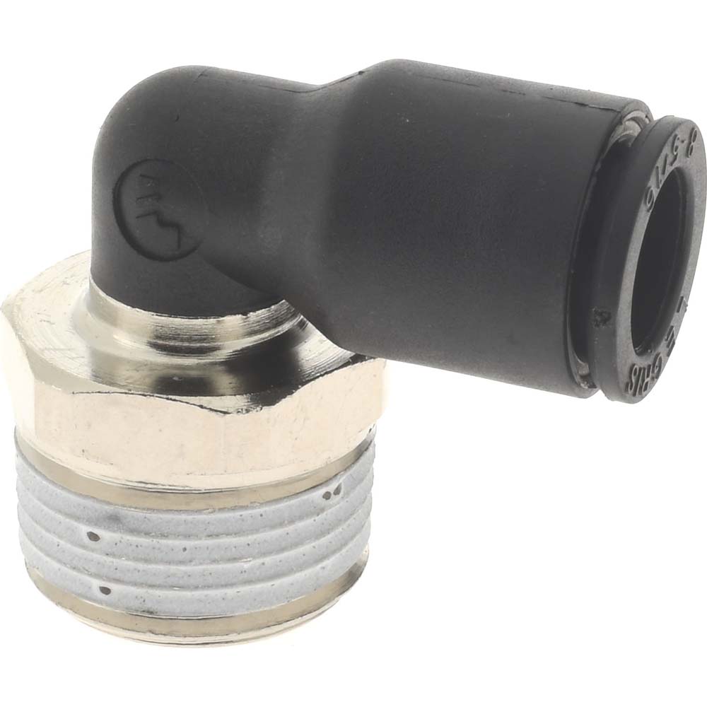 Push-To-Connect Tube to Male BSPT Tube Fitting: Male Elbow, 3/8" Thread, 5/16" OD