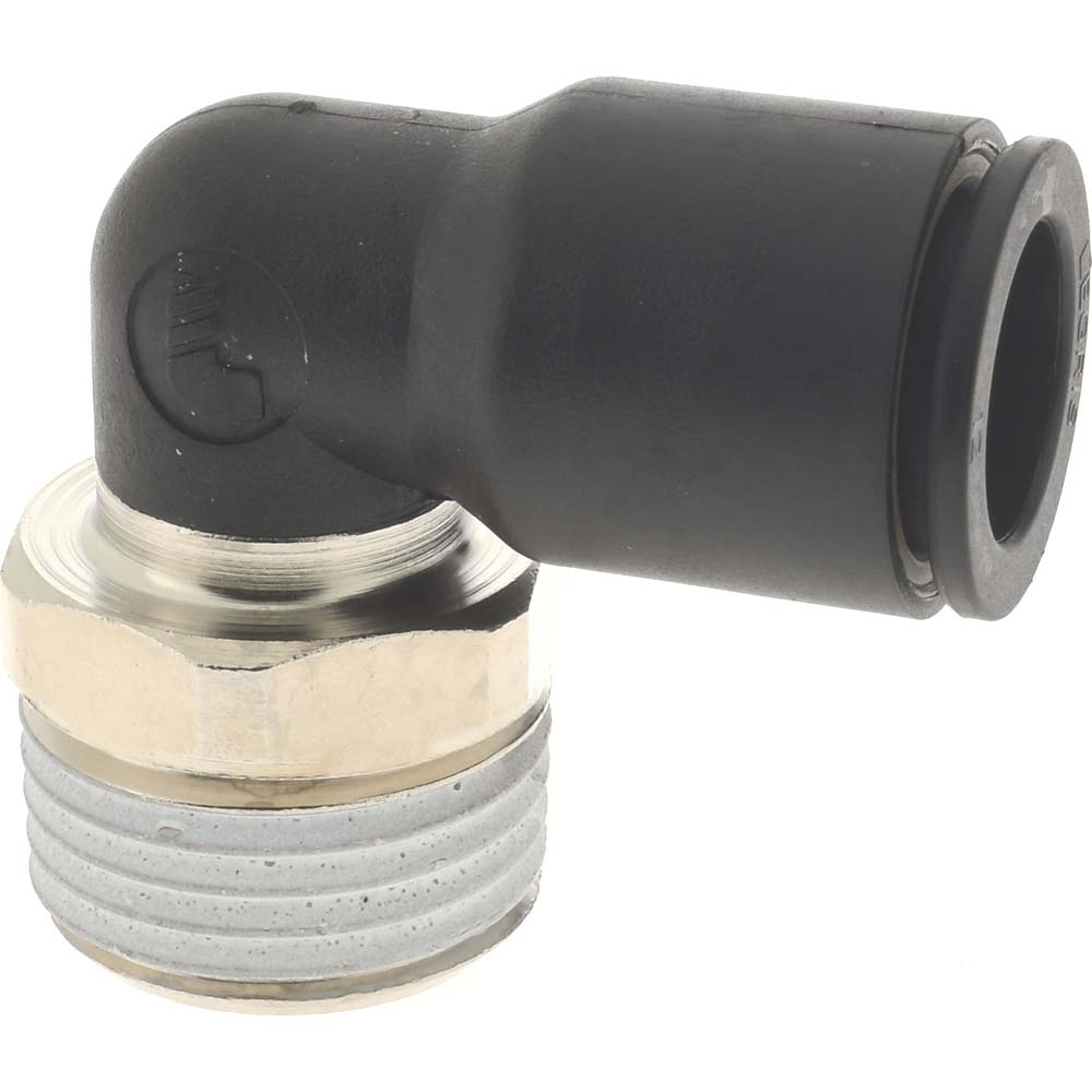 Push-To-Connect Tube to Male BSPT Tube Fitting: Male Elbow, 1/2" Thread