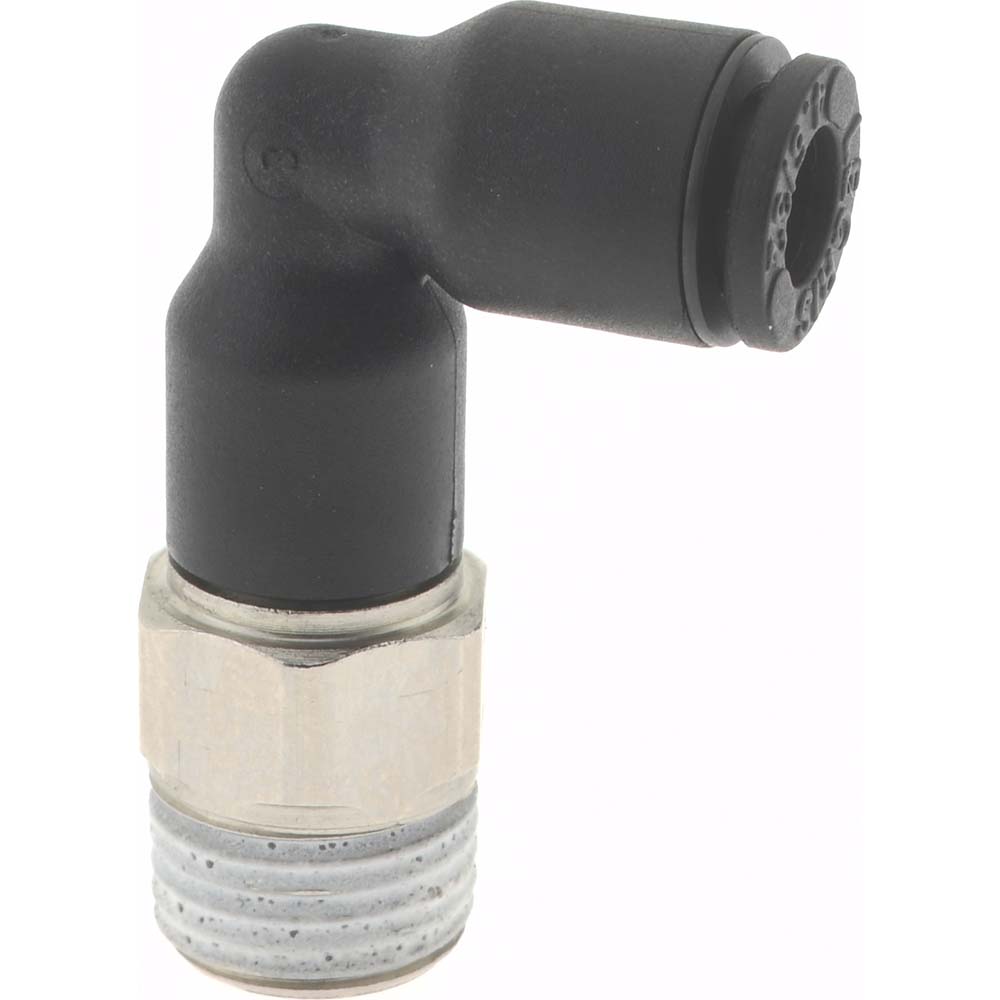 Push-To-Connect Tube to Male BSPT Tube Fitting: Extended Male Elbow, 1/8" Thread