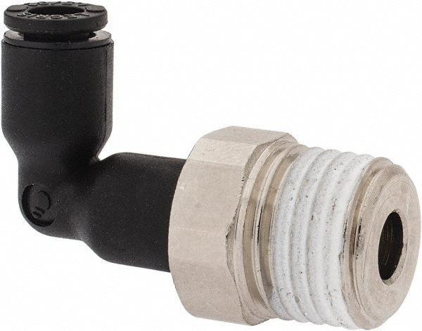 Push-To-Connect Tube to Male BSPT Tube Fitting: Extended Male Elbow, 1/4" Thread