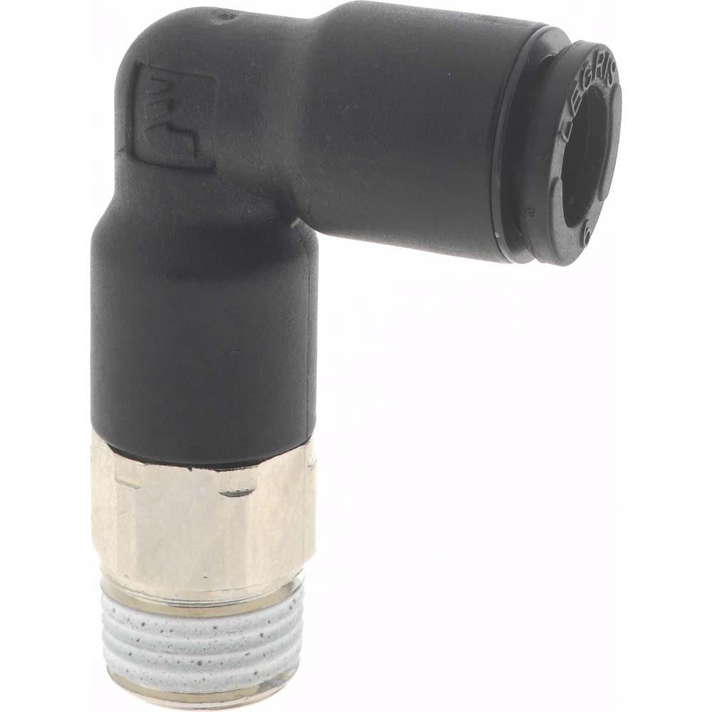 Push-To-Connect Tube to Male BSPT Tube Fitting: Extended Male Elbow, 1/8" Thread