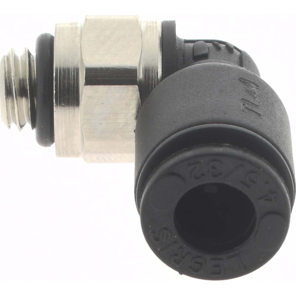 Push-to-Connect Fitting: Male Elbow, M5x0.8" - Nylon & Nickel-Plated Brass, 290 psi