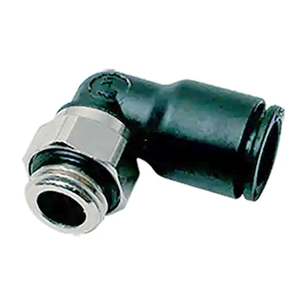 Push-to-Connect Fitting: Male Elbow, BSPP - Nylon & Nickel-Plated Brass, 290 psi