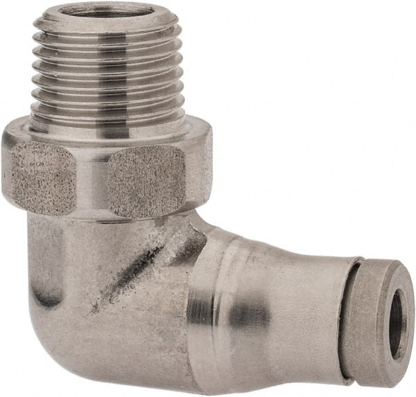 Legris 3889 04 10 Push-To-Connect Tube to Male & Tube to Male BSPT Tube Fitting: Male Elbow, 1/8" Thread 