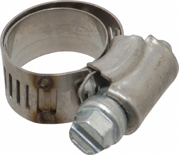Worm Gear Clamp: SAE 6, 1/2 to 7/8" Dia, Stainless Steel Band