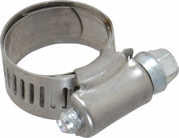 Worm Gear Clamp: SAE 8, 5/8 to 1" Dia, Stainless Steel Band