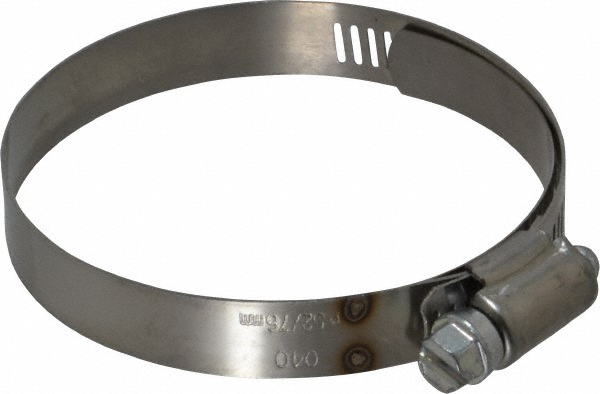 Worm Gear Clamp: SAE 40, 2-1/16 to 3" Dia, Stainless Steel Band