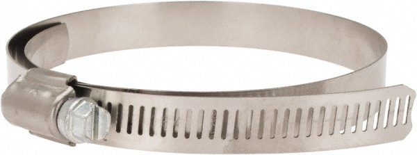 Worm Gear Clamp: SAE 64, 3-9/16 to 4-1/2" Dia, Stainless Steel Band