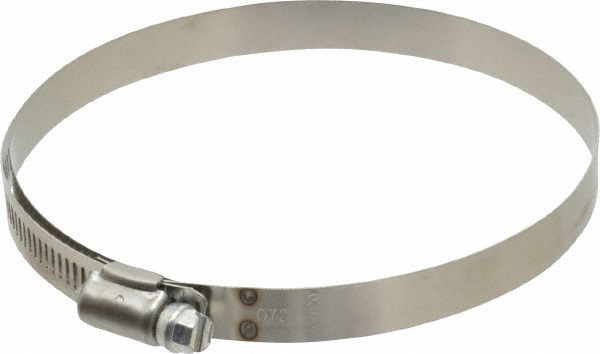 Worm Gear Clamp: SAE 72, 4-1/16 to 5" Dia, Stainless Steel Band