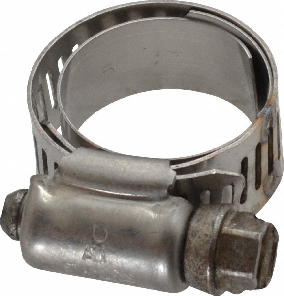 Worm Gear Clamp: SAE 10, 11/16 to 1-1/16" Dia, Stainless Steel Band