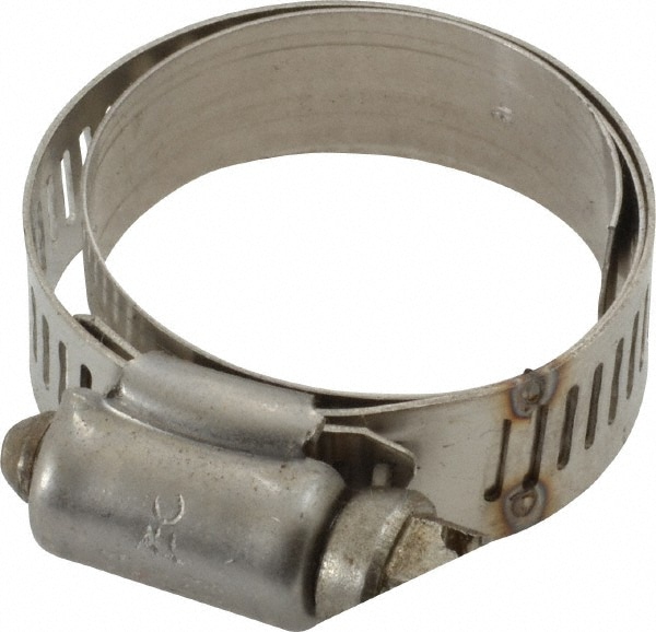 Worm Gear Clamp: SAE 16, 3/4 to 1-1/2" Dia, Stainless Steel Band