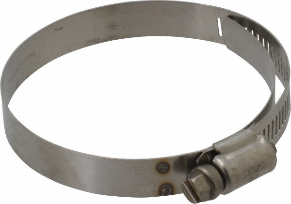 Worm Gear Clamp: SAE 44, 2-5/16 to 3-1/4" Dia, Stainless Steel Band