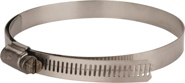 Worm Gear Clamp: SAE 72, 4-1/16 to 5" Dia, Stainless Steel Band