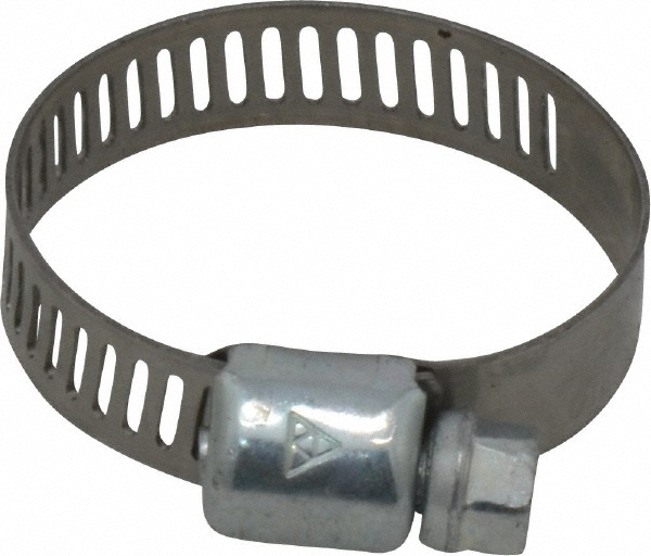 Worm Gear Clamp: SAE 12, 9/16 to 1-1/4" Dia, Carbon Steel Band