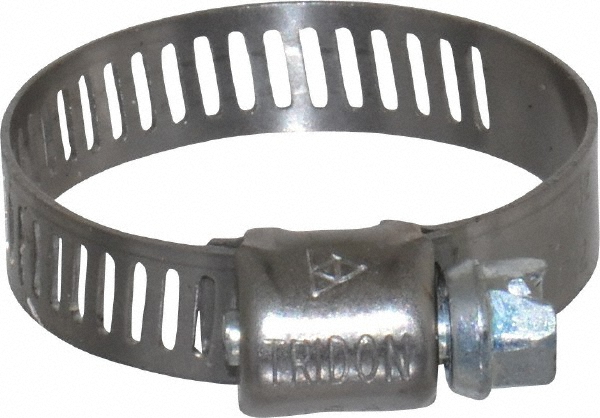 Worm Gear Clamp: SAE 12, 9/16 to 1-1/4" Dia, Stainless Steel Band