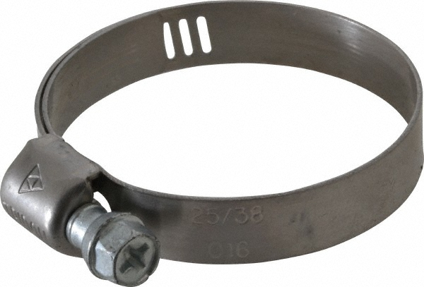 Worm Gear Clamp: SAE 16, 11/16 to 1-1/2" Dia, Stainless Steel Band