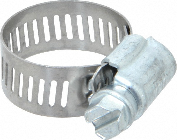 Worm Gear Clamp: SAE 10, 9/16 to 1-1/16" Dia, Carbon Steel Band