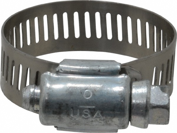 Worm Gear Clamp: SAE 16, 11/16 to 1-1/2" Dia, Carbon Steel Band