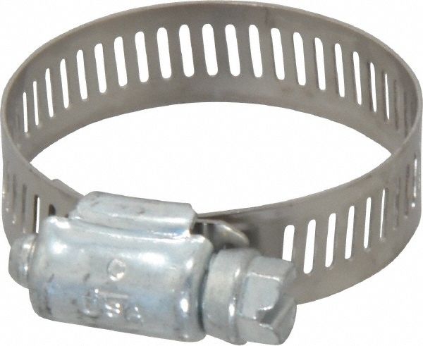 Worm Gear Clamp: SAE 20, 3/4 to 1-3/4" Dia, Carbon Steel Band