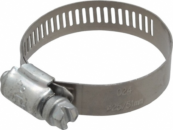 Worm Gear Clamp: SAE 24, 1-1/16 to 2" Dia, Carbon Steel Band