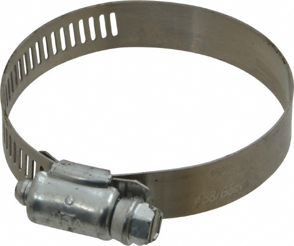 Worm Gear Clamp: SAE 32, 1-9/16 to 2-1/2" Dia, Carbon Steel Band