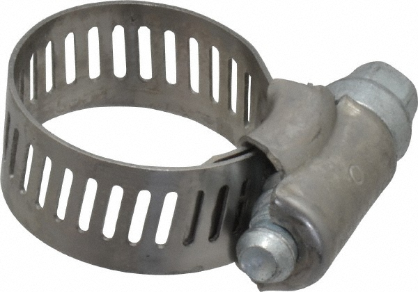 Worm Gear Clamp: SAE 8, 7/16 to 1" Dia, Stainless Steel Band