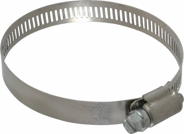 Worm Gear Clamp: SAE 44, 2-5/16 to 3-1/4" Dia, Stainless Steel Band