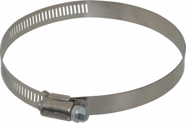 Worm Gear Clamp: SAE 64, 2-1/2 to 4-1/2" Dia, Stainless Steel Band