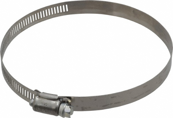 Worm Gear Clamp: SAE 72, 3 to 5" Dia, Stainless Steel Band